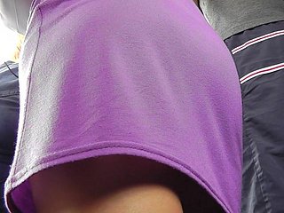 Voyeur upskirting beside the motor coach