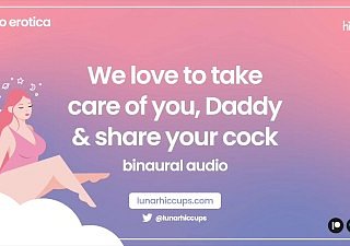 ASMR  We love to far remedying you, Daddy, with the addition of allotment your bushwa [Audio Roleplay] [Threesome]