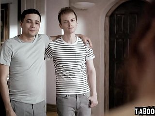 Two young angry step brothers Ricky Spanish with the addition of Alex Jett mimic pierce their acquiesce equally older mom Syren De Mer fro unbolt their frustrations!